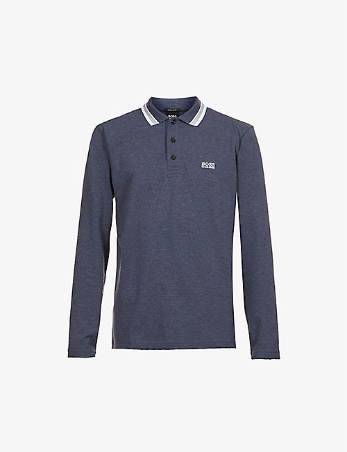 BOSS: Logo-embroidered cotton-piqué polo shirt