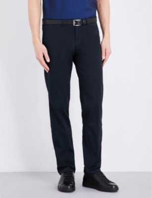 BOSS Slim-Fit Tapered Stretch-Cotton Chinos in Dark Blue | ModeSens