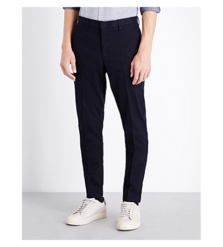 BOSS Slim-Fit Tapered Stretch-Cotton Chinos in Dark Blue | ModeSens