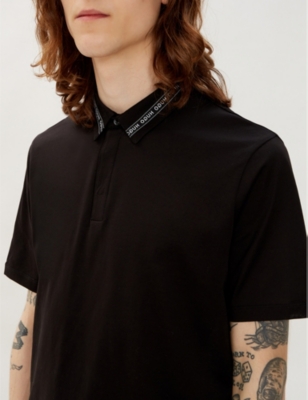 HUGO BOSS LOGO-TRIM REGULAR-FIT COTTON-JERSEY POLO