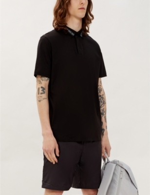 HUGO BOSS LOGO-TRIM REGULAR-FIT COTTON-JERSEY POLO