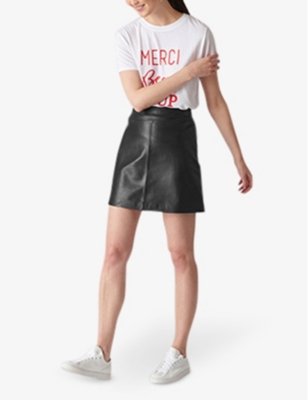 Shop Whistles Womens Leather Mini Skirt Black