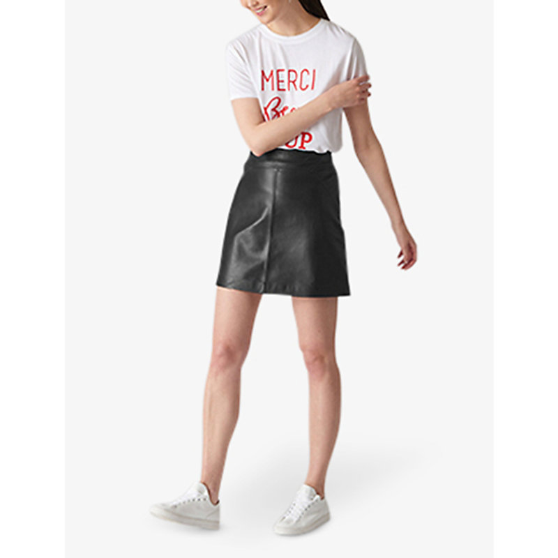Shop Whistles Women's Black Leather Mini Skirt