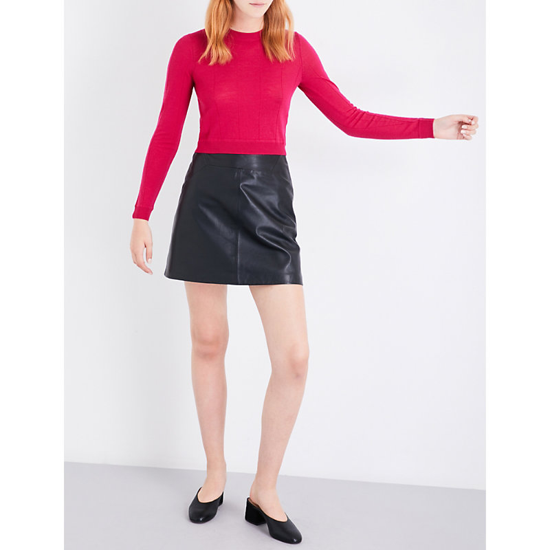 Shop Whistles Women's Black A-line Leather Skirt