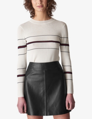 Whistles Leather A-line Miniskirt In Black