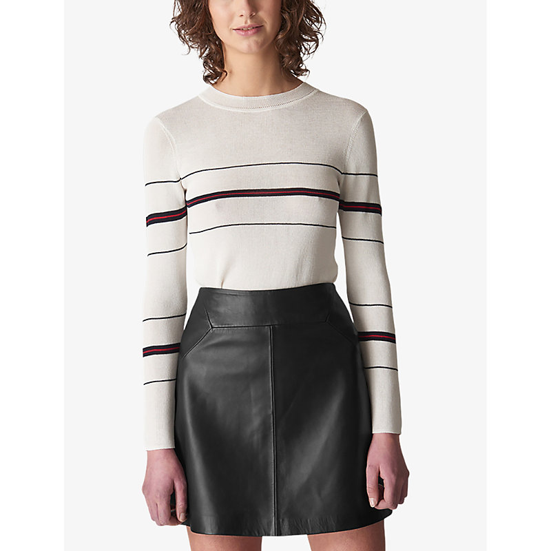 Shop Whistles Women's Black A-line Leather Mini Skirt