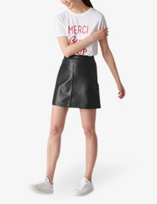 A-line leather skirt