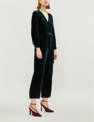 thea wrap velvet jumpsuit