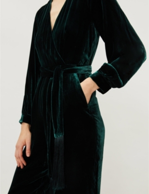 thea wrap velvet jumpsuit