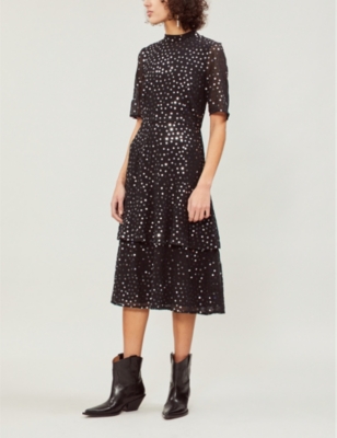 whistles black ivana sequin dress