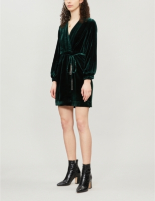 whistles green velvet dress