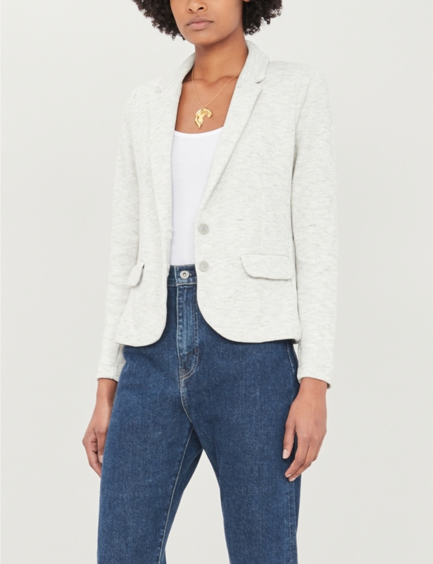 Notch-lapels slim-fit cotton-blend jacket