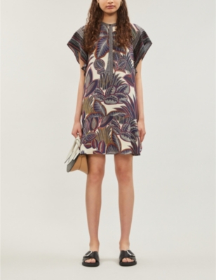 palm print shirt dress