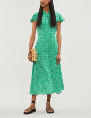 whistles ditsy green dress