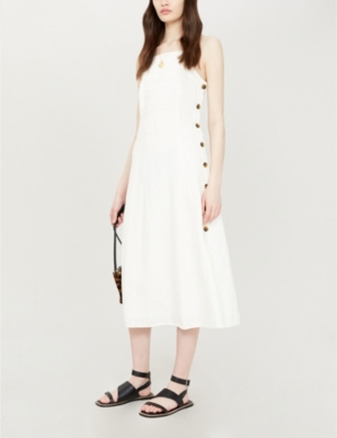 nina button linen dress