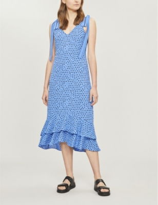 whistles blue polka dot dress