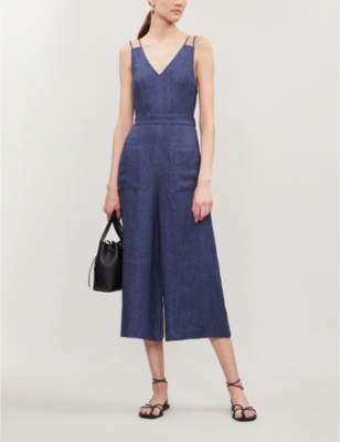 strappy linen jumpsuit
