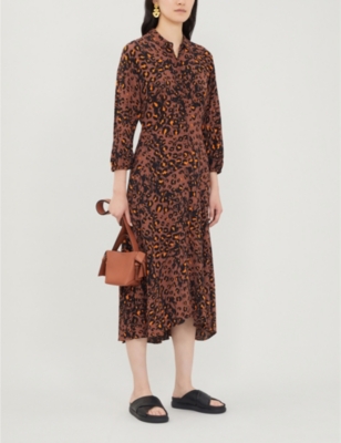 whistles brushed leopard button dress