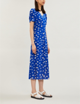 whistles daisy print midi dress