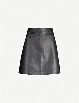 WHISTLES: A-line leather mini skirt
