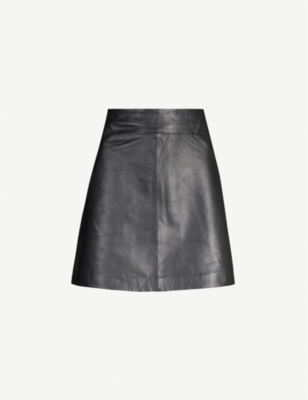 Whistles a-line mini leather skirt outlet burgundy