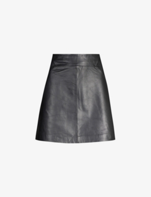 WHISTLES A-line leather mini skirt