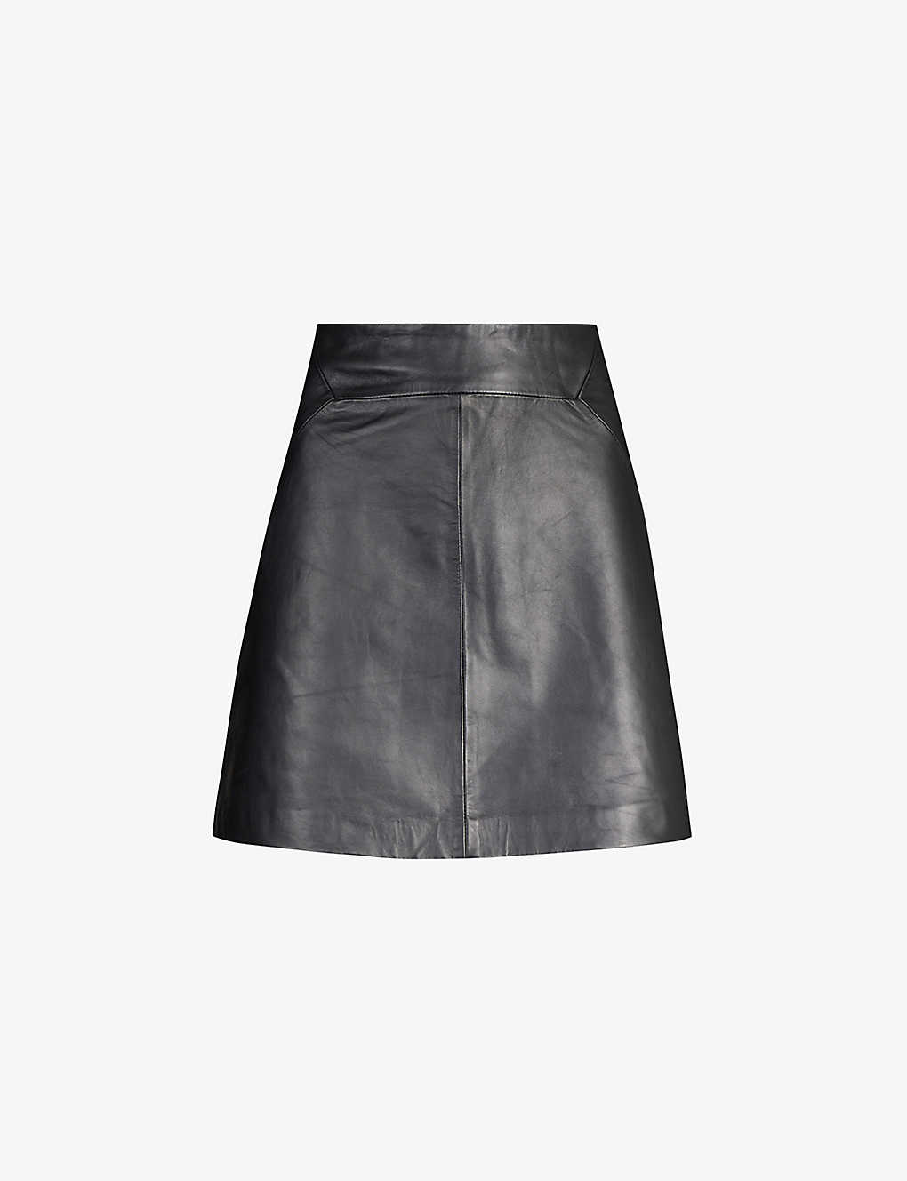 Whistles A-line Leather Mini Skirt In Black