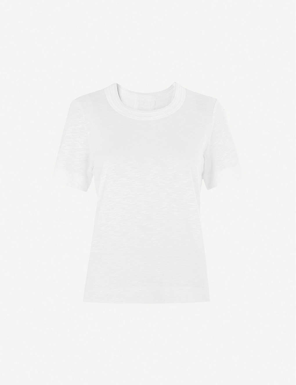Whistles Womens White Rosa Double-trim Cotton-jersey T-shirt