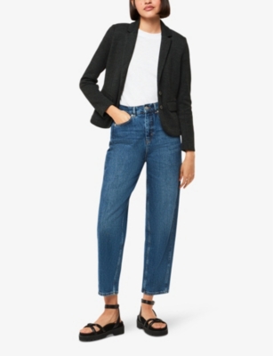 Whistles Womens Dark Grey Slim-fit Single-breasted Jersey Jacket In Dark Grey
