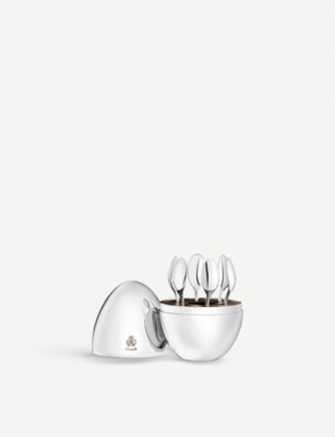 CHRISTOFLE: Mood Espresso silver-plated spoons in silver-plated egg set of six