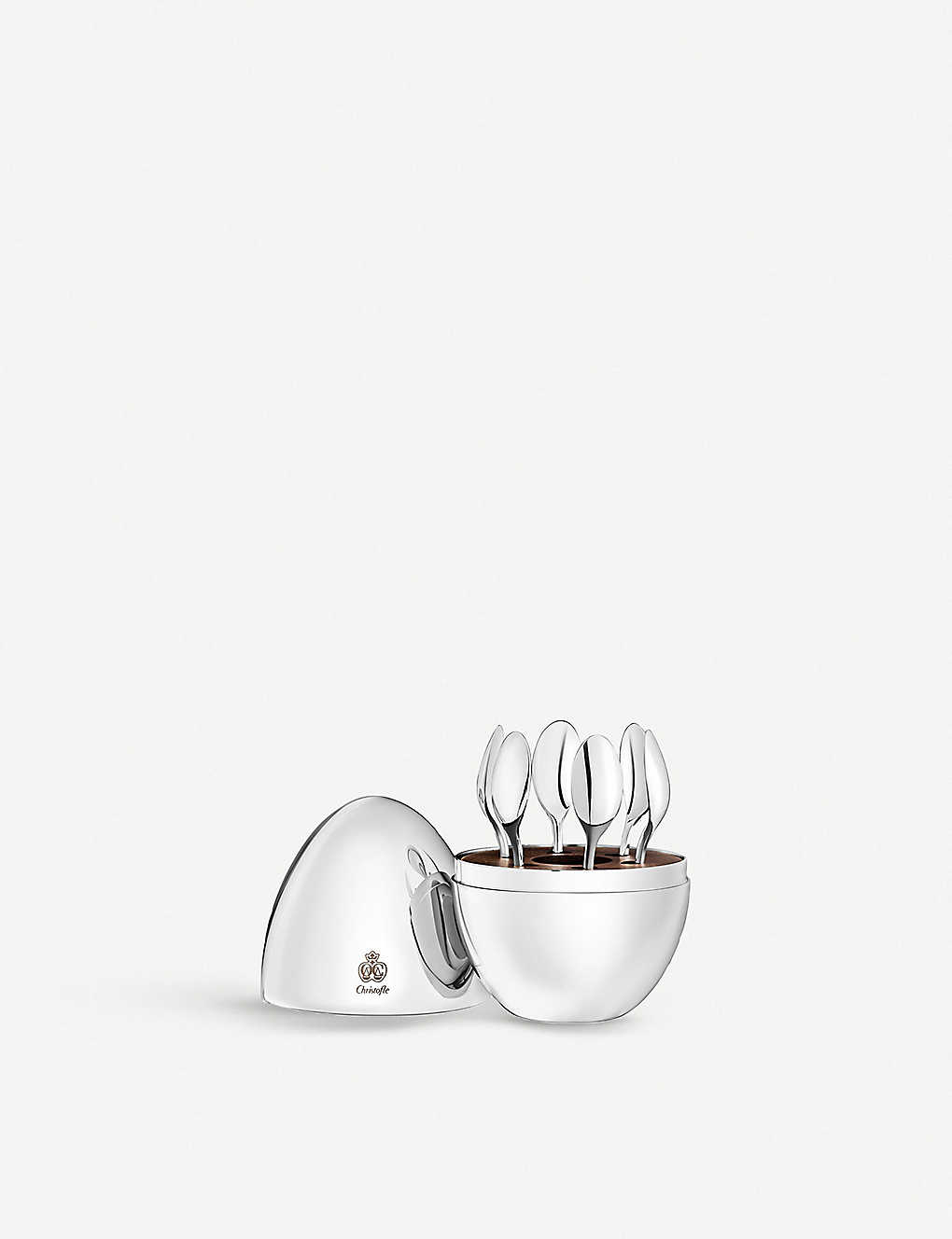 Shop Christofle Mood Espresso Silver-plated Spoons In Silver-plated Egg Set Of Six