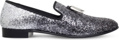 GIUSEPPE ZANOTTI - Glitter-embellished leather slippers | Selfridges.com