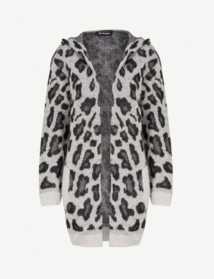 leopard print hooded cardigan