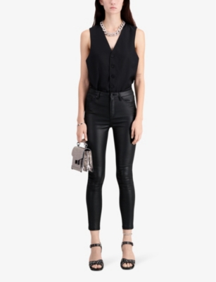 THE KOOPLES WOMENS BLA01 SKINNY-LEG HIGH-RISE FAUX-LEATHER TROUSERS 