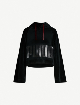 THE KOOPLES The Kooples Sport x PUMA logo-embroidered velvet hoody