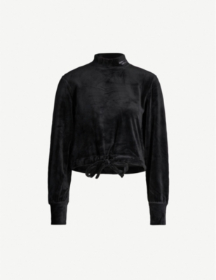 THE KOOPLES Cropped drawstring-hem velour top