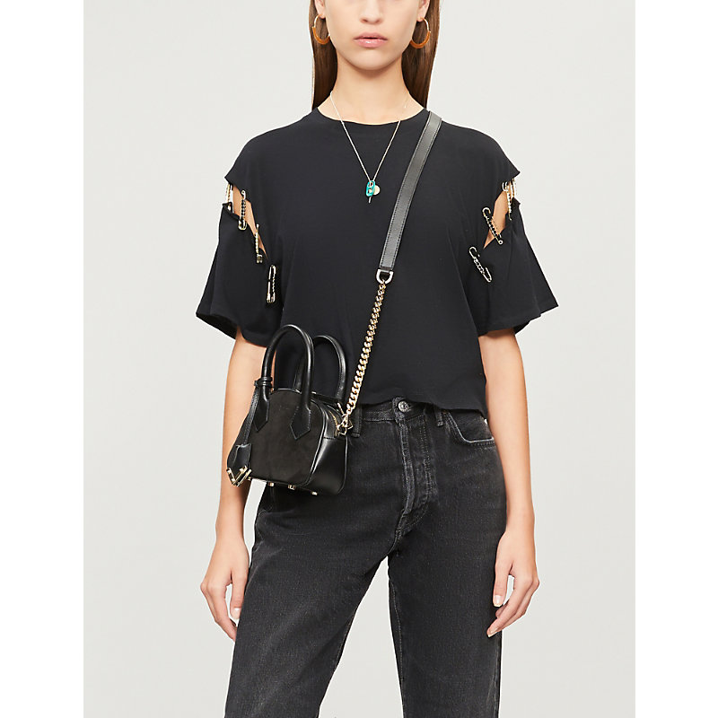 THE KOOPLES CUTOUT EMBELLISHED-SLEEVE COTTON-JERSEY T-SHIRT