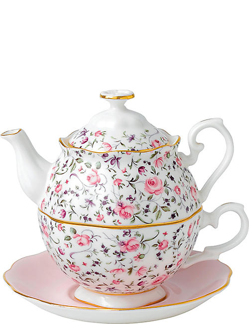 ROYAL ALBERT: Rose Confetti tea for one set