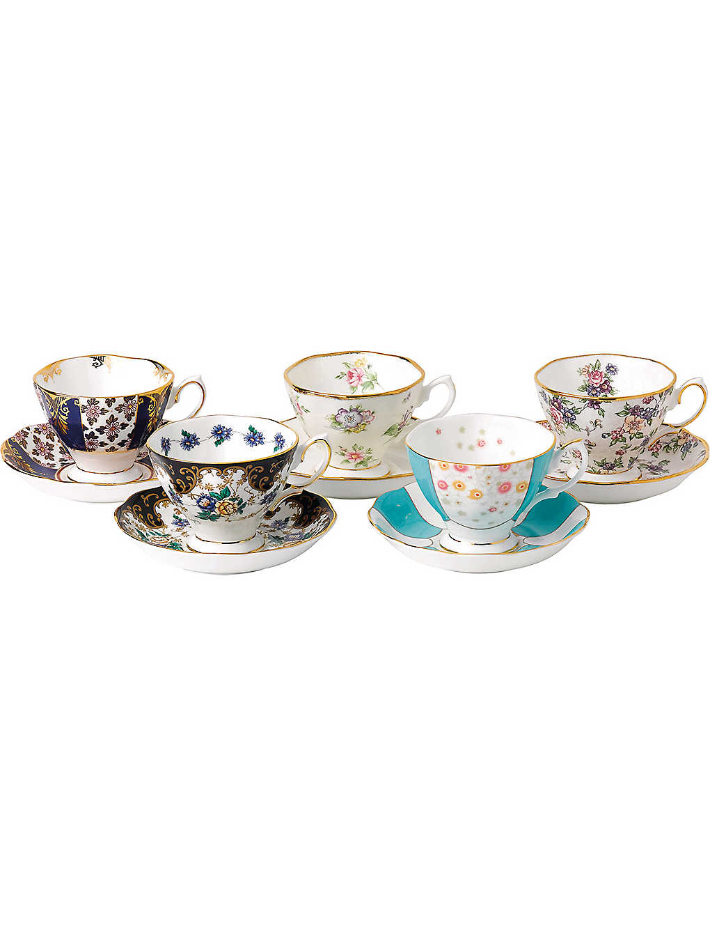 Shop Royal Albert 100 Years 5-piece Cup And Saucer Set (1900-1940)