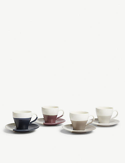 ROYAL DOULTON: Coffee Studio porcelain espresso cup & saucer set of four