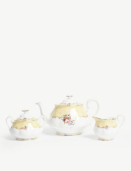 ROYAL ALBERT: 100 Years of Royal Albert 1990 Bouquet teapot set
