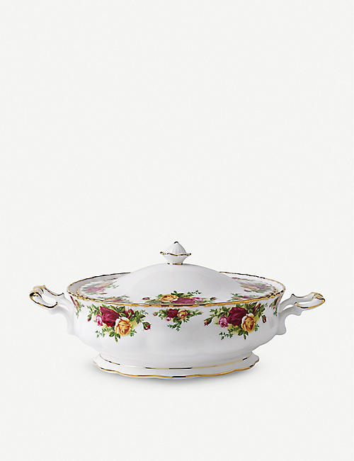ROYAL ALBERT: Old Country Roses oval covered vegetable dish 23cm