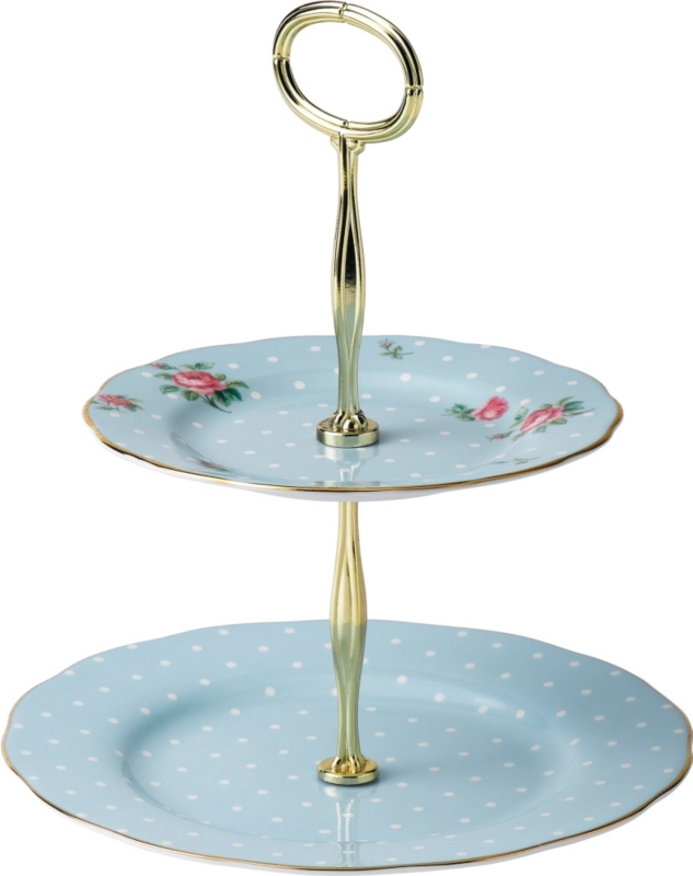 Polka Blue Vintage 2-Tier Cake Stand