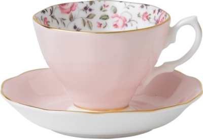 ROYAL ALBERT: Rose Confetti Vintage teacup and saucer