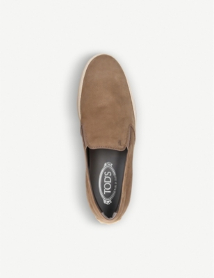 TODS: Raffia suede skate shoes