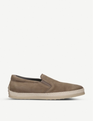 Tod's Raffia Suede Skate Shoes In Beige