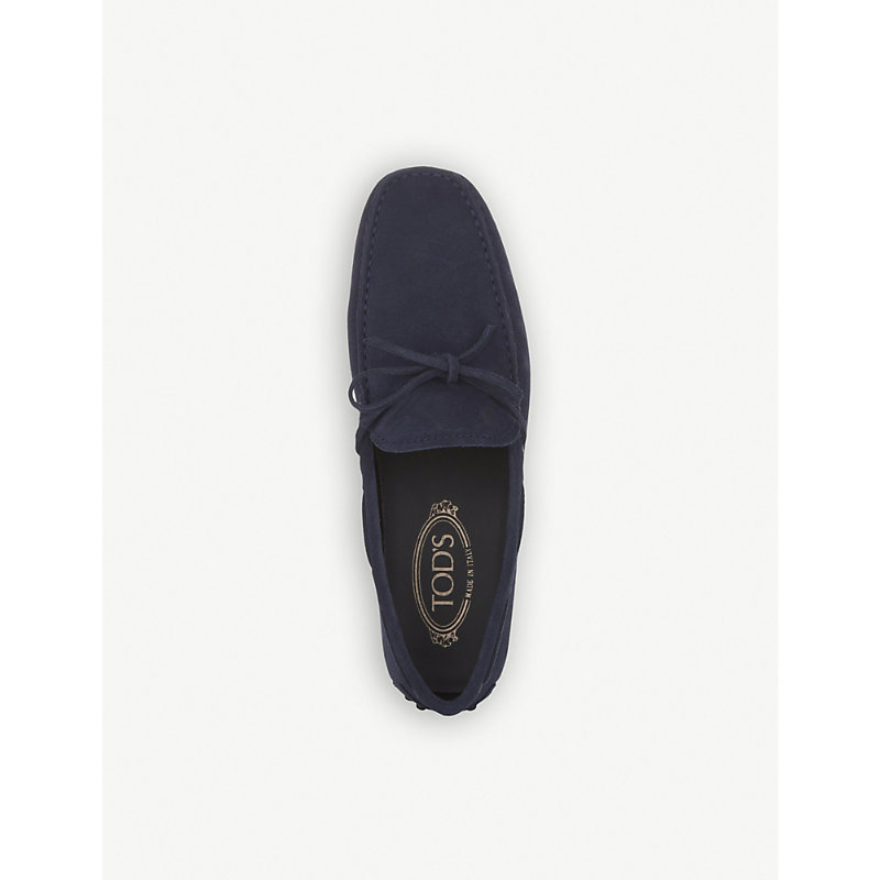 Shop Tod's Tods Mens Navy City Driver Suede Driving Shoes