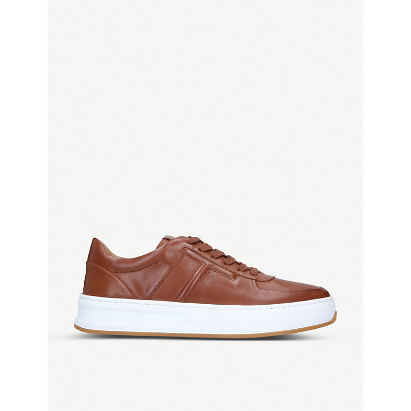 Tod's Cassetta Leather Platform Trainers In Tan