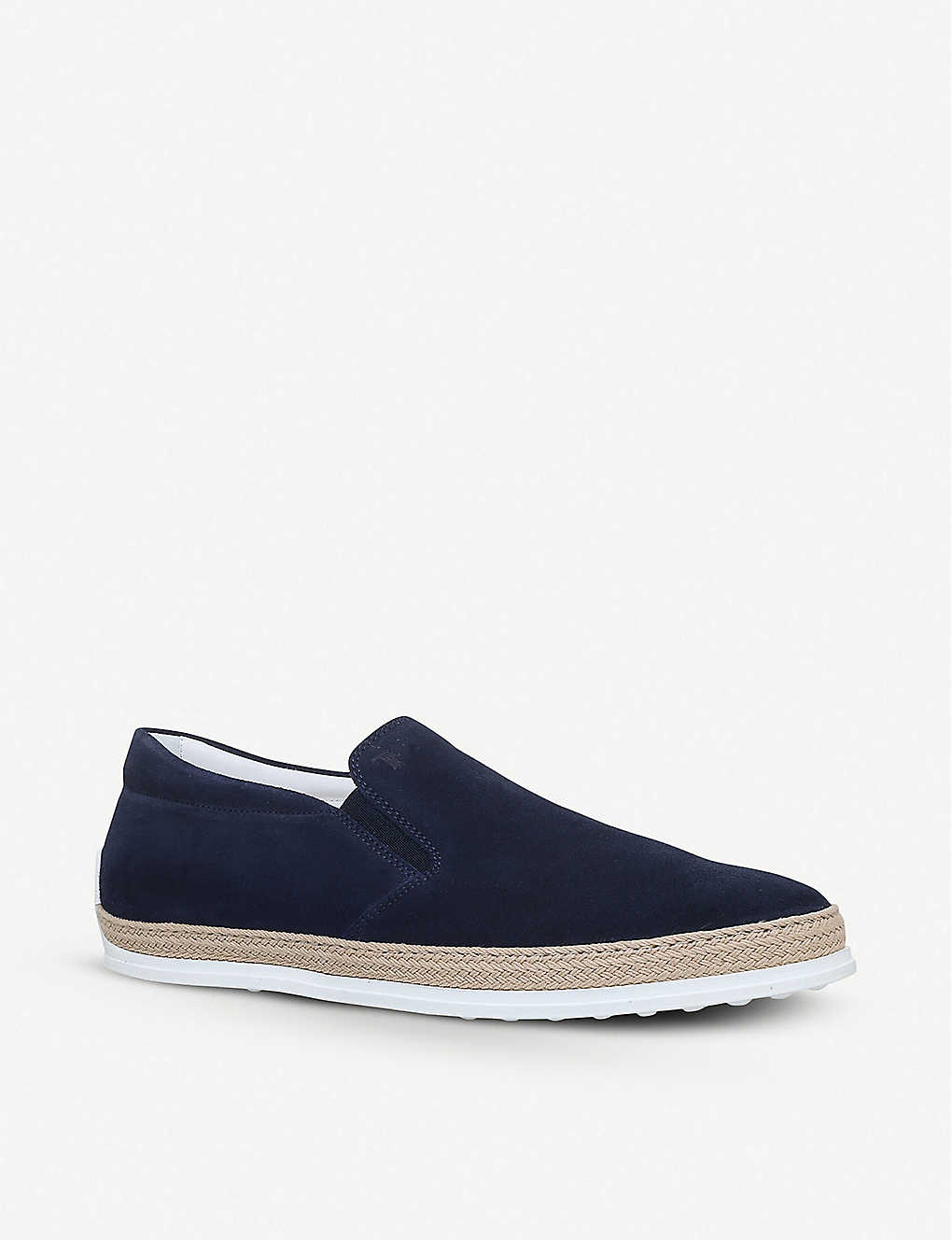 Shop Tod's Raffia Suede Skate Shoes In Navy
