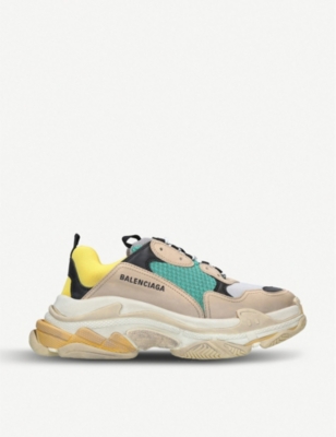 Balenciaga Mens Triple S Leather And Mesh Trainers Selfridges Com